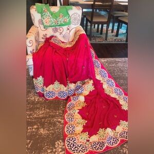 Like new heavy embroidered party wear indian/Pakistani saree with blouse